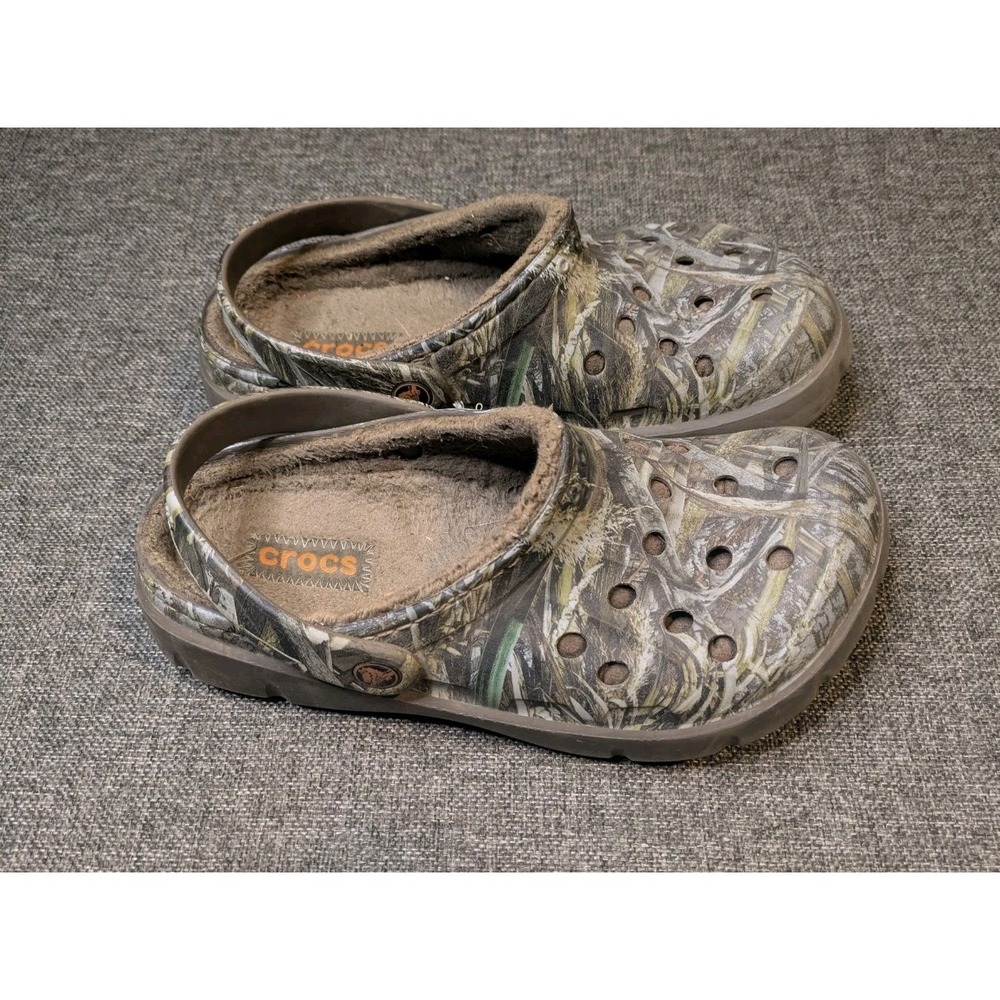 Crocs Lined Realtree Edge Camo Slio On Clogs Faux Fur Lining Shoes Mens Size 7
